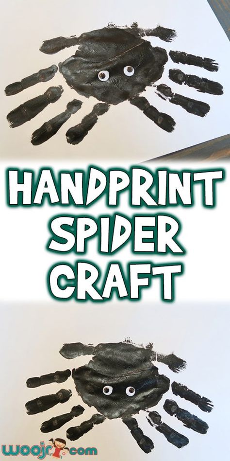 Handprint Spider Craft Spider Theme Preschool, Make Spider Web, Handprint Spider, Halloween Paper Decorations, Spiders Preschool, Spider Activities, Spider Craft, Spider Theme, Prek Crafts