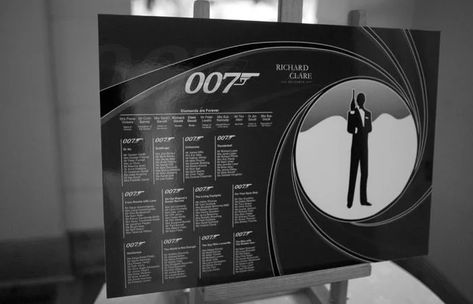 James Bond 007 table plan for wedding James Bond Wedding, Bond Wedding, James Bond Theme Party, 007 Style, Valentines Event, Hampton Court House, James Bond Casino Royale, Gala Decor, Vegas Themed Wedding