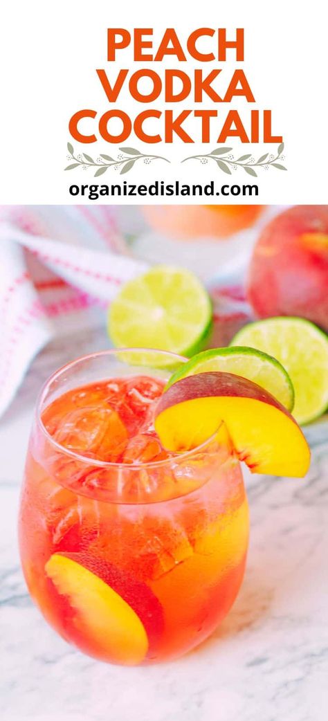 This Peach Vodka Cocktail is deliciously flavorful and refreshing. This easy cocktail is the perfect sip of summer paradise! Flavored Vodka Drinks Easy, Peach Cocktail Recipe Vodka, Peach Ciroc Drinks Recipes, Peach Paloma Cocktail, Peach Vodka Drinks Easy, Peach Cocktails Vodka Summer Drinks, Peach Alcoholic Drinks Recipes, Peach Ring Alcoholic Drink, Peach Vodka Drinks Recipes