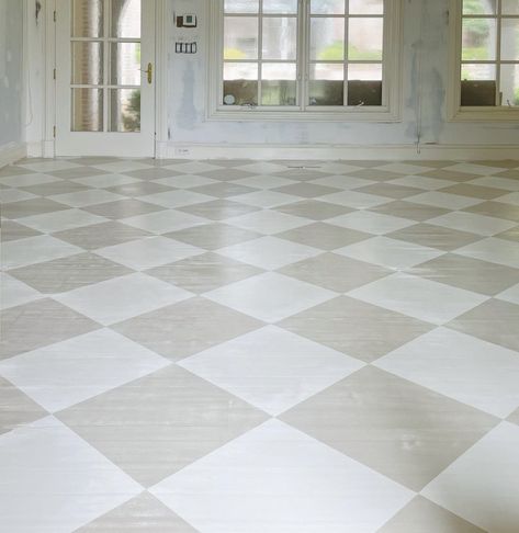 Taupe Checkered Floor, French Checkered Floor, Light Grey Checkered Floor, White And Beige Checkered Tile, Checkered Tile Floor Living Room, Tone On Tone Checkered Floor, Beige White Checkered Floor, Tiled Sunroom Floor, Beige Checkered Tile Floor