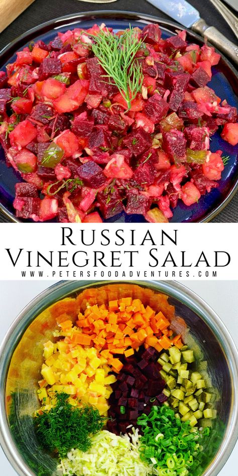 Russian Beet Recipes, Ukrainian Beet Salad, Beets And Cucumber Salad, Beet And Potato Salad, Salad Beet, Russian Beet Salad, Slavic Food, Ukrainian Desserts, Big Salads