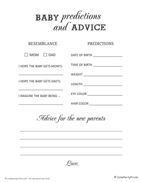 Advice For New Parents Cards, Cards For New Parents, Parent Advice Cards, Free Printable Baby Shower Games, Baby Shower Advice Cards, Cowboy Baby Shower, Baby Shower Advice, Baby Shower Deco, Baby Prediction