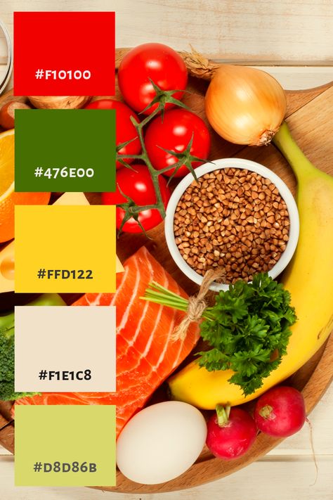 #colorpalette #palette #color #colorscheme #colorswatch #colourpalette #colorinspiration #inspiration #graphicdesign #branding #design #hexcode Sandwich Color Palette, Appetizing Color Palette, Nutrition Color Palette, Food Colour Palette, Healthy Color Palette, Food Color Palette, Food Colors Palette, Santa Chiara, Hex Color