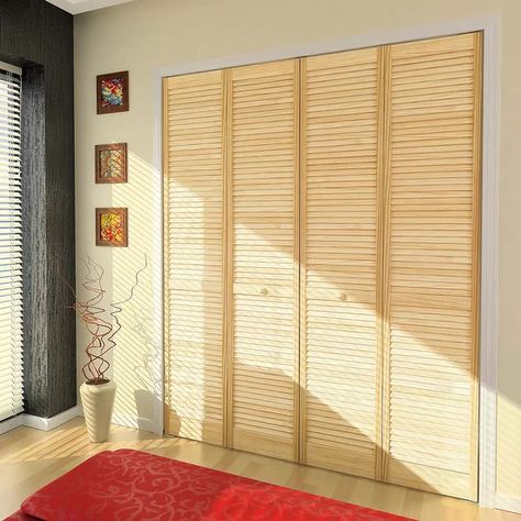 Louvered Wood Primed Bi-Fold Door Sliding Mirror Closet Doors, Accordion Doors, Bi Fold Door, Bifold Closet Doors, Glass Barn Doors, Shaker Doors, Sliding Closet Doors, Swinging Doors, Home Doors