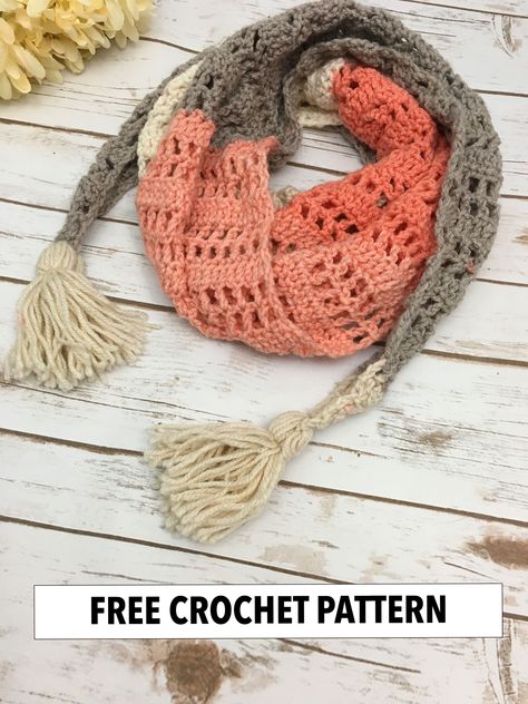 Crochet Asymmetrical Scarf Pattern Free, Crochet With Caron Cakes Yarn, One Cake Crochet Patterns Free, Caron Cake Crochet Patterns Free, Crochet Modern Scarf, Bulky Yarn Crochet Patterns Scarf, Triangular Scarf Crochet Pattern, Candy Cane Scarf Crochet, One Skein Caron Cakes Crochet Patterns