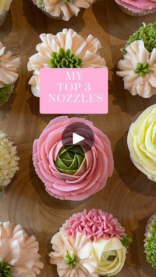 Nozzles For Piping Flowers, Piping Tips For Flowers, Nozzles For Piping, Cupcake Decorating Techniques, Buttercream Flowers Cupcakes, Daisy Cupcakes, Piping Flowers, Girl Cupcakes, Cupcake Bouquet