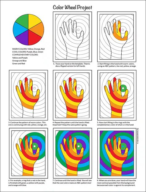 Color Wheel Art Project, Color Wheel Project, Color Theory Projects, Elements Of Art Color, Color Wheel Art Projects, Color Wheel Projects, Color Art Lessons, Colorful Art Projects, Color Wheel Art