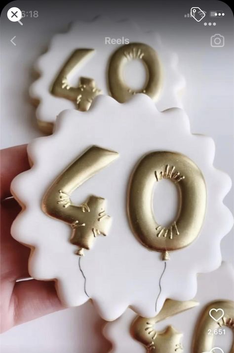 Forty And Fabulous Cookies, 60th Birthday Decorated Cookies, 40th Cookies, 21st Birthday Sugar Cookies, 40th Birthday Cookies For Men, Balloon Cookies, Happy Birthday Cookie, Anniversary Cookies, Cookie Decorating Party