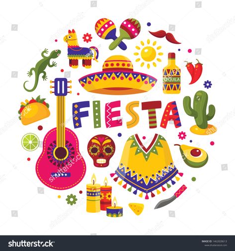 Mexican holiday set, traditional poster for fiesta design. Vector flat style cartoon Mexican holiday illustration isolated on white background #Ad , #sponsored, #poster#fiesta#design#traditional Mexican Illustration Art, Mexican Illustration, Mexico Illustration, Traditional Poster, Mexican Festival, Market Day Ideas, Mexican Holiday, Mexican Designs, Symbol Design