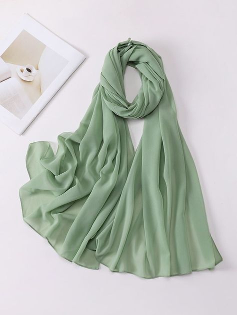 Mint Green Dress Outfit Hijab, Menna Core, Mint Green Dress Outfit, Mint Green Scarf, Green Hijab, Green Scarves, Green Dress Outfit, Estilo Hijab, Plain Scarves