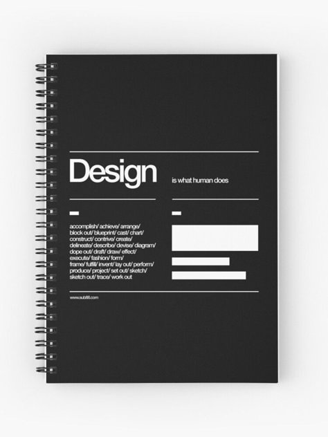 "Design" Spiral Notebook by sub88 | Redbubble Notebook Inside Pages Design, Notebook Branding, Corporate Notebooks, Back Cover Design, Milk Brands, Spiral Notebook Covers, Notebook Cover Design, Design Journal, Cover Notebook