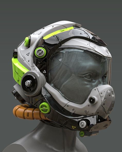 Helmet Concepts on Behance Space Helmet Concept, Sci Fi Helmet Design, Sci Fi Helmet, Sci-fi Helmet, Futuristic Helmet, Helmet Concept, Astronaut Helmet, Custom Motorcycle Helmets, Arte Robot