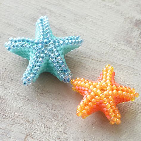 It's a starfish motif beaded with... - MIYUKI Co., Ltd. | Facebook Beaded Starfish, Beaded Beads, Herringbone Stitch, Miyuki Beads, Delica Beads, Bead Art, Starfish, Herringbone, Charms