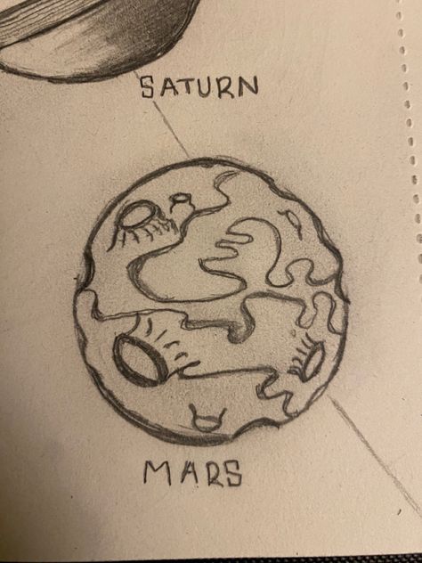 Mars Drawing Planet, Aesthetic Planet Drawing, Sick Doodles, Mars Sketch, Planet Drawings, Mars Drawing, Saturn Drawing, Planets Drawing, Planet Sketch