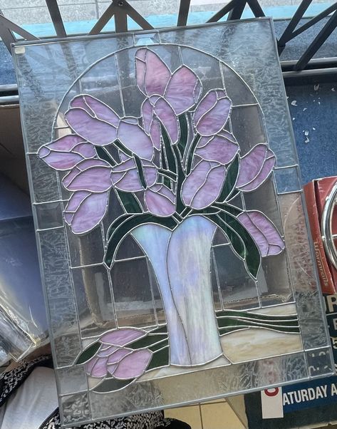 Stained Glass for Sale in Spring Valley, CA - OfferUp Geometric Stained Glass Patterns, Copper Foiling, Vase And Flowers, Spring Valley, Clear Glue, Stained Glass Flowers, Glass Designs, Stained Glass Designs, Glass Flowers