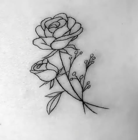 Double Rose Tattoo, Rose Tattoo On Ankle, Single Rose Tattoos, Minimal Tattoo Designs, Minimal Tattoo Ideas, Cute Simple Tattoos, Rose Drawing Tattoo, Rose Tattoos For Women, Small Rose Tattoo