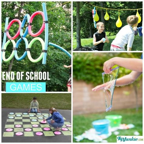 End of School Games-jpg School Fun Activities, End Of School Activities, Last Day Of School Party, Boring Summer, Field Day Activities, School Party Games, Field Day Games, Classroom Party Games, Summer Party Games