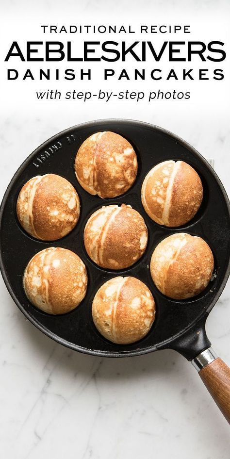 Aebleskiver Recipe, Ebelskiver Recipe, Pancake Balls, Danish Pancakes, Danish Cuisine, Danish Recipes, Scandinavian Recipes, Pembuat Roti, Scandinavian Food