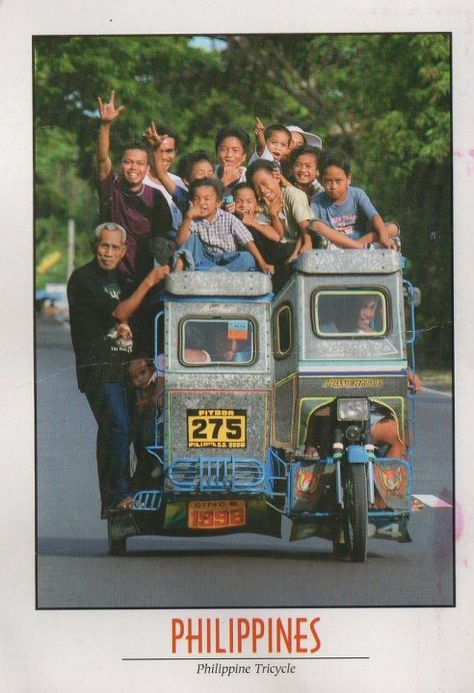 Philippine tricycle, full of passengers tricycle philippines Filipino Art, Philippine Art, Philippines Culture, Filipino Culture, Philippines Travel, Cebu, City Travel, Tricycle, The Philippines