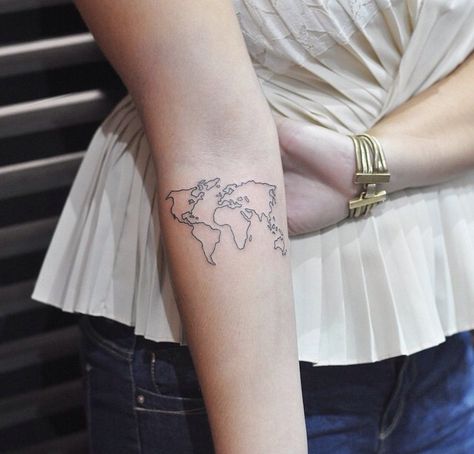 around the world, continents tattoo Tattoo Types, World Map Tattoo, Tattoo Fe, World Map Tattoos, Berlin Tattoo, Map Tattoo, Chic Tattoo, Tattoos Mandala, Map Tattoos