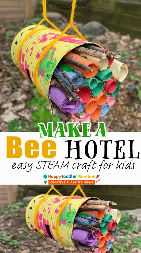 Sustainability Activities, Origami Paper Flowers, Insect Activities, Bee Activities, Forest School Activities, Happy Toddler, Bee Hotel, House Craft, Bee House