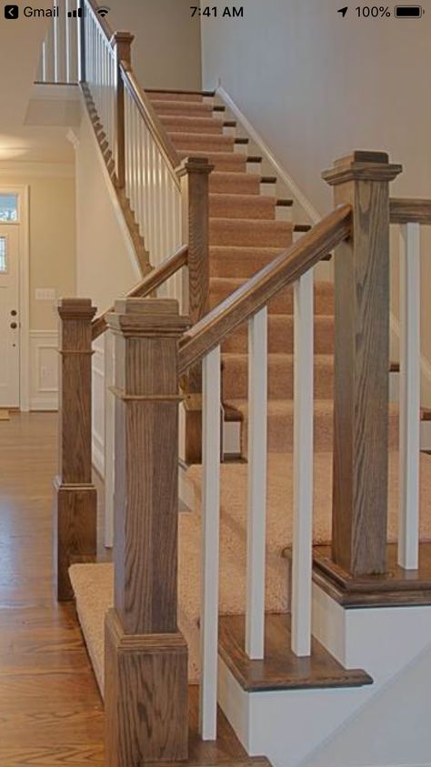 Wood Newel Posts, Stairway Newel Posts, Stair Posts Banisters, Square Newel Posts For Stairs, Craftsman Banisters And Railings, Stair Spindle Ideas Wood, Turned Newel Post, Stair Newel Post Ideas, Box Newel Post