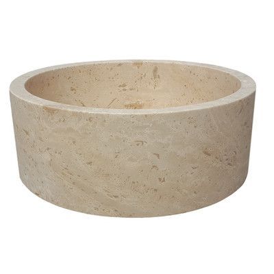 TashMart Cylindrical Natural Stone Vessel Bathroom Sink Sink Finish: Travertine Sink, Travertine Sinks, Bathroom Sink Tops, Stone Vessel Sinks, Sink Lights, Undermount Bathroom Sink, Vessel Sink Faucet, Beige Marble, Stone Sink