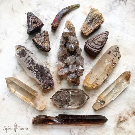 Raw natural crystals for sale at Spirit Carrier online #collectors #rawcrystals #crystalgrid #crystalhealing #allnatural #earthytones Golden Crystal, Crystal Vibes, Crystal Aesthetic, Pretty Rocks, Crystals For Sale, Crystal Healing Stones, Crystal Magic, Rock Collection, Crystal Meanings