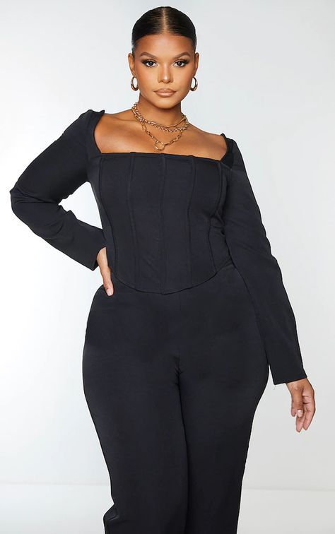 Corset Top Outfit Classy, Corset Over Shirt, Plus Size Corset Tops, Long Sleeve Corset Top, Plus Size Crop Tops, Corset Design, Strappy Crop Top, Plus Size Corset, Bardot Top