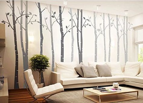 Amazon.com: Set of 8 Birch Tree Wall Decal Nursery Big White Tree Wall Deacl Vinyl Tree Wall Decals for Kids Rooms with Fliying birds Wall Art Decor: Gateway Forest Stickers, Birch Tree Wall, Birch Tree Wall Decal, Vinyl Tree Wall Decal, Wall Decal Nursery, Removable Vinyl Wall Decals, Birch Tree Art, Flying Birds, Tree Wall Stickers