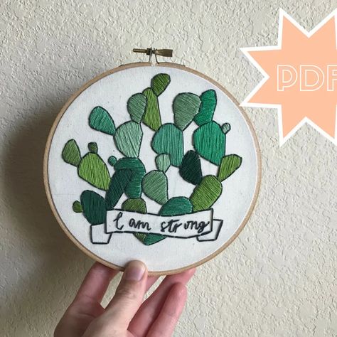 MountainsofThread - Etsy Embroidery Beginners, Artsy Gift, Beginner Embroidery Kit, Beginners Embroidery, Cactus Pattern, Pear Cactus, Prickly Pear Cactus, Stitch Guide, Color Guide