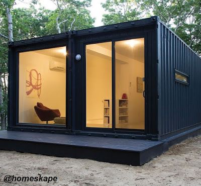 HÔMESKAPE™: Shipping Container Home Homeskape Black Series Container Home Designs, Container Homes For Sale, Tiny Container House, Home Gym Design Garage, Shipping Container Cabin, Container Cabin, Shipping Container House Plans, Container Buildings, Building A Container Home