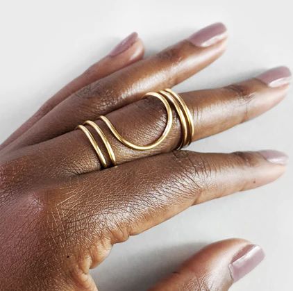 Nandi | Gold Ring - Baluku Design Finger Splint, Metal Jewellery, Neck Ring, Spiral Ring, Authentic Jewelry, Wire Rings, Geometric Necklace, Copper Rings, Geometric Jewelry