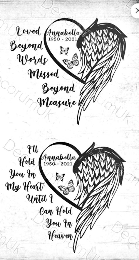 Daughter In Heaven Tattoo, Memorial Tattoo Ideas For Husband, Auntie Memorial Tattoos, Heavenly Tattoos Women, Sister Rip Tattoo, Rest In Peace Grandma Tattoos, Mom Memorial Tattoo Ideas For Daughter Angel Wings, Tattoo Ideas For Family Members Who Passed, Grandma Passing Tattoo