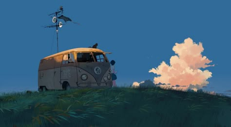 3440x1440 Wallpaper, Ghibli Background, Background Tutorial, 2k Wallpaper, Volkswagen Van, Surreal Artwork, Background Drawing, Wallpaper Space, World Pictures