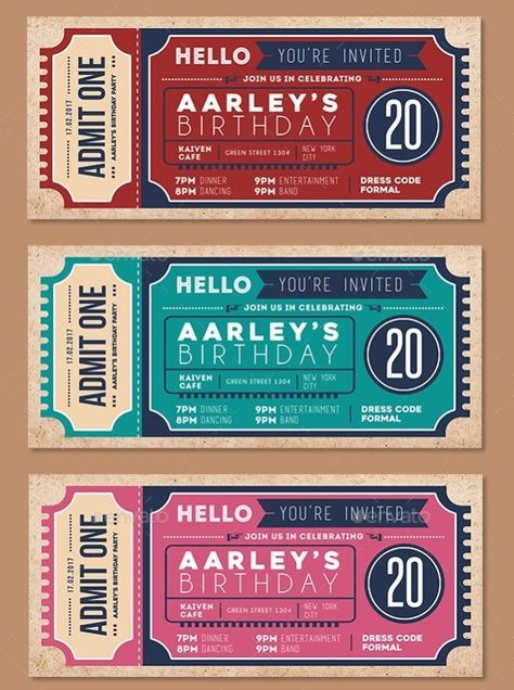 Invitation Ticket Template Concert Ticket Template Free, Template Tiket, Movie Ticket Invitations, Ticket Design Template, Ticket Template Free, Event Ticket Template, Concert Ticket Template, E Ticket, Movie Ticket