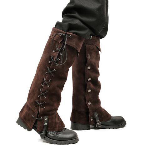 PRICES MAY VARY. Package Includes: Medieval Pirate Boot Covers*1, aviailable in 2 colors, classic black/brown Quality Material: This boot covers uses faux leather, durable and great toughness. Note:There is a little material smell, which is normal. It is recommended to use it after ventilation Size: This pirate boots cover has only one size and the buttons are fixed，but can adjust the ties to fits almost men. Its top circumference is about 15.5", midle circumference is about 14.5" and the bottom Medieval Clothes Men, Solar Humans, Dnd Clothes, Strange Aeons, Steampunk Clothes, Medieval Pirate, Church Photography, Pirate Boots, Costume For Men