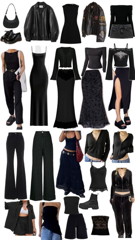 Goth Minimalist Outfits, All Black Capsule Wardrobe, Old Money Goth, Dark Romantic Outfit, Minimalist Goth, Clean Goth, Mood Clothes, Cute Skirt Outfits, Cute Dress Outfits