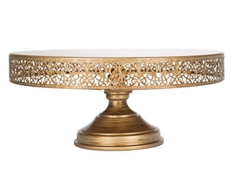 'Victoria Collection' 16 Inch Wedding Cake Stand, Antique Round Metal Dessert Display (Gold) - Brought to you by Avarsha.com Diy Wedding Cake Stand, Modern Cake Stand, Chandelier Cake Stand, Antique Cake Stands, Birthday Cake Stand, Chandelier Cake, Gold Cake Stand, Metal Cake Stand, Round Cake Stand