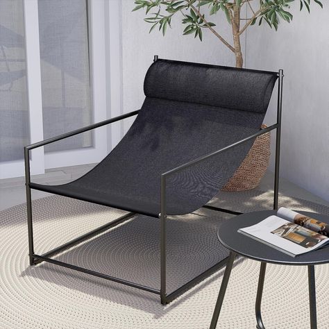 Grand patio Outdoor Modern Sling Accent Lounge Chair med stålramme, olefinstoff, avtagbar hodestøtte - svart lenestol
Besøk Grand patio Store Outdoor Sling Chair, Frame For Living Room, Black Armchair, Patio Chaise Lounge, Patio Outdoor, Chair Dimensions, Black Desk, Desk Top, Patio Seating