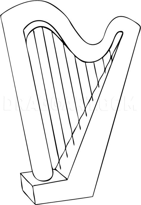 Irish Harp Drawing, Glass Instruments, Musical Drawings, Instrument Drawing, Harp Instrument, Cardboard Guitar, Draw Music, Musical Instruments Drawing, Thailand Wallpaper