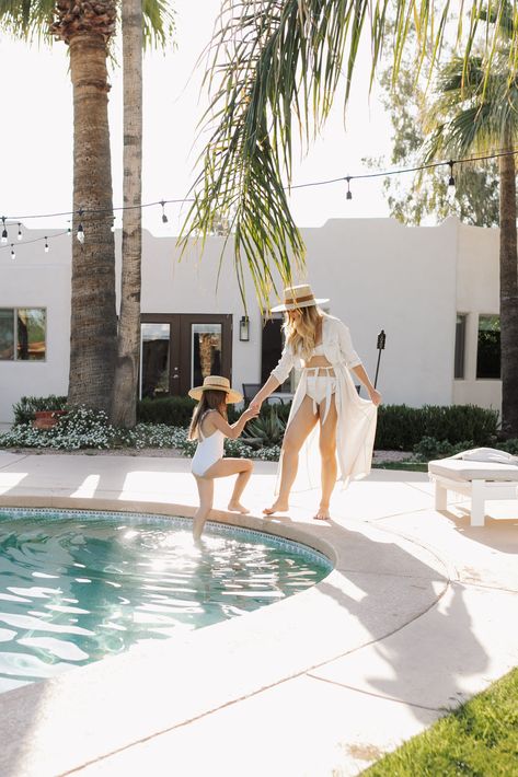 swimming in our backyard #theldlhome #backyardpool #backyardliving Poolside Family Photoshoot, Family Swimming Pool, Family Pool Photoshoot, Pool Family Photoshoot, Rh Photoshoot, Arizona Photoshoot, Poolside Photoshoot, National Park Nursery, Pool Photoshoot