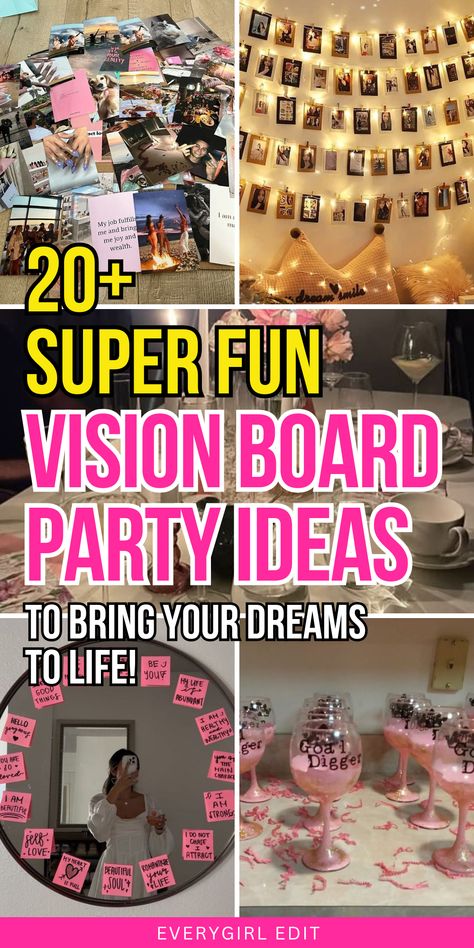 vision board party ideas, vision board party ideas 2024, vision board party ideas 2025, best vision board party ideas. Interactive Vision Board, Vision Board Ideas Party, Vision Board Party Decorations, Manifesting Party, Vision Board Party Ideas Decor, Vision Party Ideas, Vision Board Party Supplies, Manifestation Party, Board Party Food