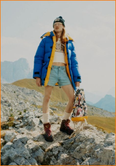 Gucci Advertisement, North Face X Gucci, Vintage North Face, Outdoorsy Style, Gucci Spring, Creedence Clearwater Revival, Leather Hiking Boots, A$ap Rocky, Dapper Dan