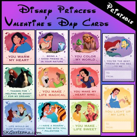 Printable Disney Princess Valentine's Day Cards | SKGaleana Disney Princess Valentines, Hospital Activities, Printable Disney Princess, Kids Hospital, Friend Valentine Card, Free Valentine Cards, Nerdy Valentines, Princess Valentines, Disney Princess Villains