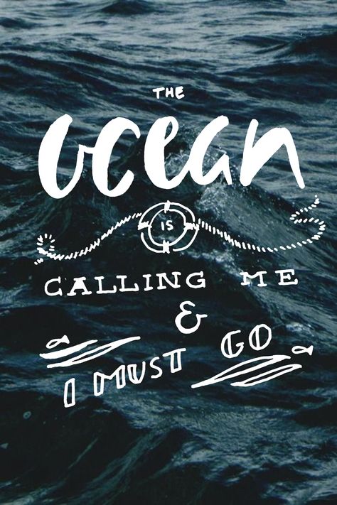 ocean. The Ocean Is Calling Tattoo, The Ocean Is Calling, Sea Decor, The Ocean, Call Me, Quotes, Movie Posters, Film Posters