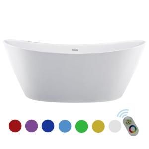 Schon Aiden 70 in. Acrylic Flatbottom Non-Whirlpool Bathtub in White and Faucet Combo in Chrome-Aiden Tub Combo - The Home Depot Luxury Tub, Slipper Tubs, Stand Alone Tub, Bathtub Drain, Led Color Changing Lights, Freestanding Bathtub, Soaking Bathtubs, Color Changing Lights, Tub Filler