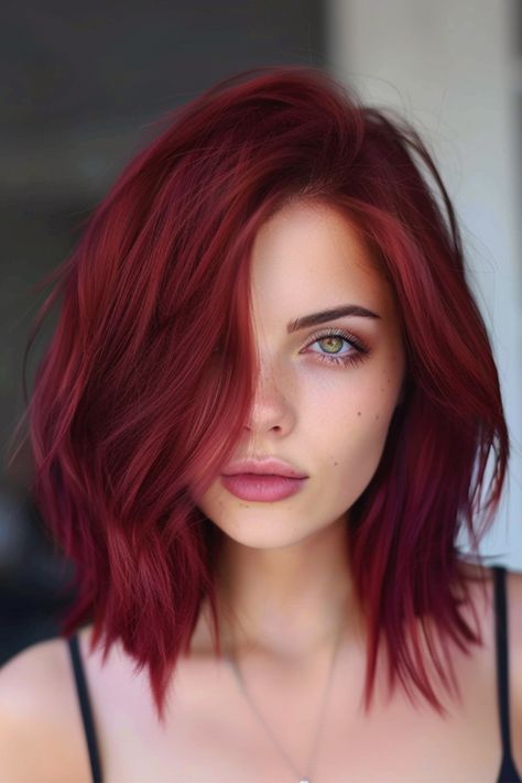 Bob For Short Hair, Cherry Red Hair, Short Red Hair, 2023 Hair, Cherry Hair, Red Hair Don't Care, Hair Color Burgundy, Dark Red Hair, Peinados Fáciles Para Cabello Corto