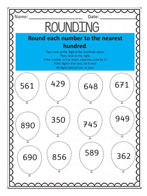 Rounding To The Nearest Hundred, Rounding Off Numbers, Eureka Math 4th Grade, Rounding Worksheets, Rounding Whole Numbers, Worksheet Math, Rounding Numbers, Big Ideas Math, Math Answers