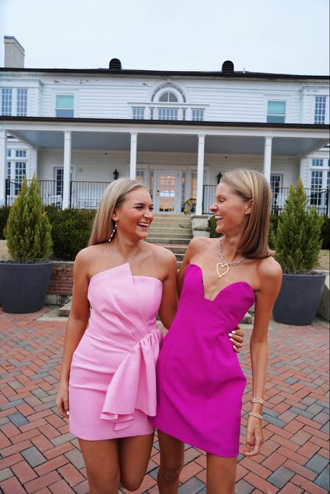 Preppy Orange Hoco Dress, Preppy Hoco Dresses, Hoco 2023 Dresses, Semi Formal Sorority, Preppy Hoco Dress, Preppy Homecoming Dresses, Preppy Hoco, Pink Short Prom Dress, Preppy Homecoming